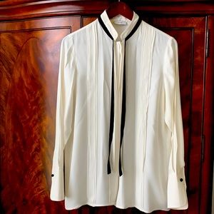 Blouse. Reiss, purchased in London. UK 10, US 6. Ivory with black, French cuff.